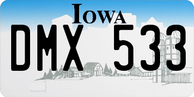 IA license plate DMX533