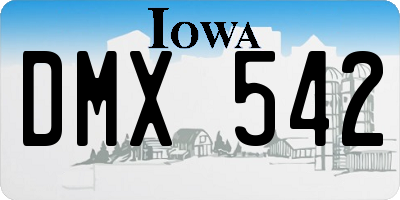 IA license plate DMX542