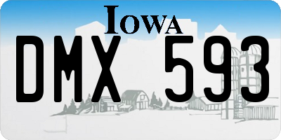 IA license plate DMX593