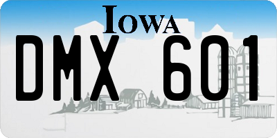 IA license plate DMX601