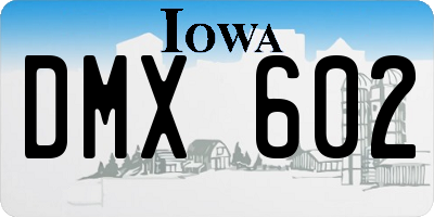 IA license plate DMX602