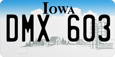 IA license plate DMX603