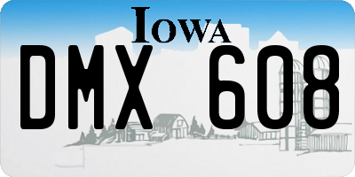 IA license plate DMX608