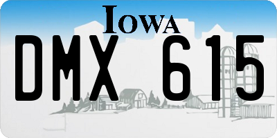 IA license plate DMX615