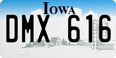 IA license plate DMX616