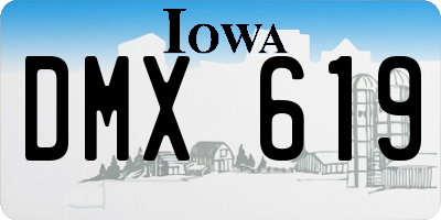 IA license plate DMX619