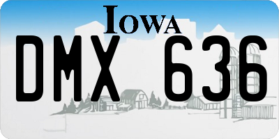 IA license plate DMX636