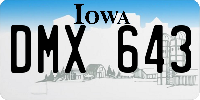 IA license plate DMX643