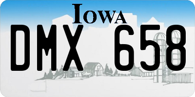 IA license plate DMX658