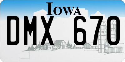 IA license plate DMX670