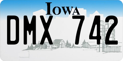 IA license plate DMX742