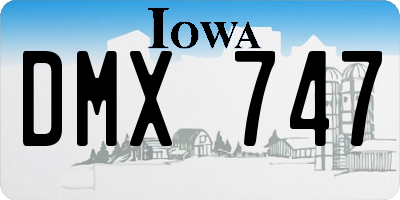 IA license plate DMX747