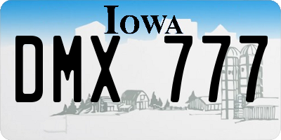 IA license plate DMX777