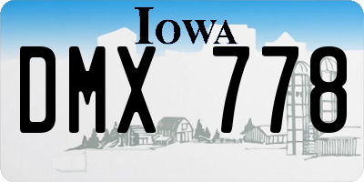 IA license plate DMX778