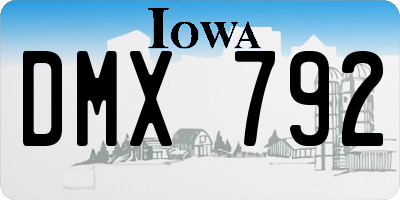 IA license plate DMX792