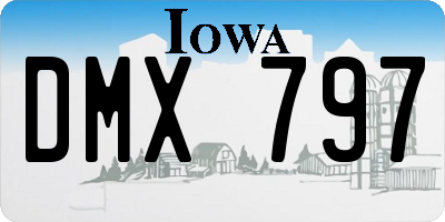 IA license plate DMX797