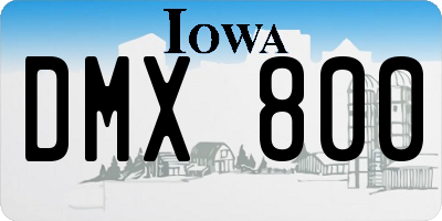 IA license plate DMX800