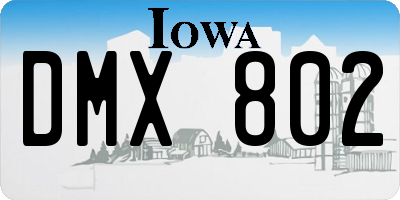 IA license plate DMX802