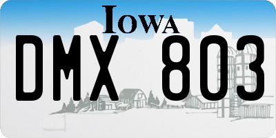 IA license plate DMX803