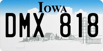 IA license plate DMX818