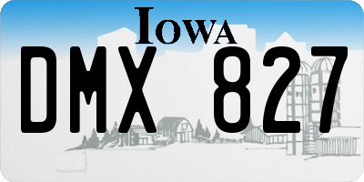 IA license plate DMX827