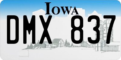 IA license plate DMX837