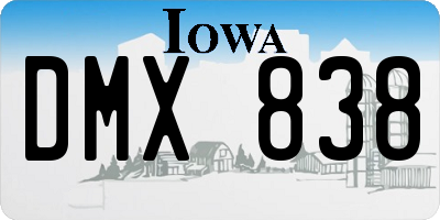 IA license plate DMX838
