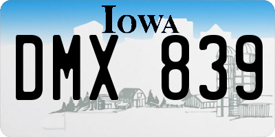 IA license plate DMX839