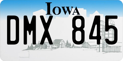 IA license plate DMX845
