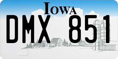 IA license plate DMX851