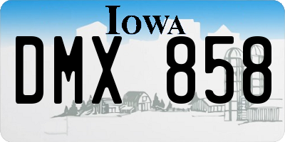 IA license plate DMX858