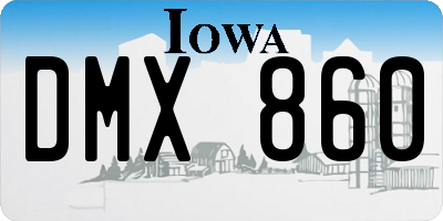 IA license plate DMX860