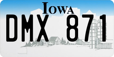 IA license plate DMX871