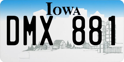 IA license plate DMX881