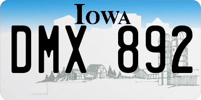 IA license plate DMX892