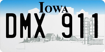 IA license plate DMX911