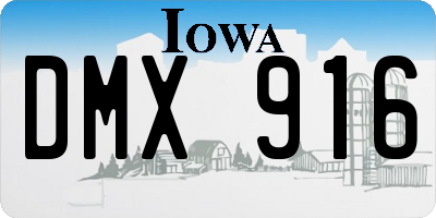 IA license plate DMX916