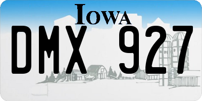 IA license plate DMX927