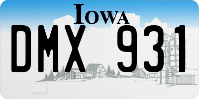 IA license plate DMX931