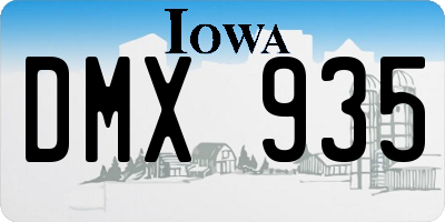 IA license plate DMX935