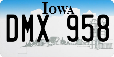 IA license plate DMX958