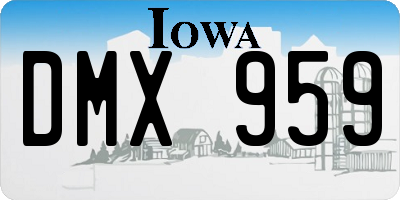 IA license plate DMX959
