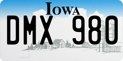 IA license plate DMX980