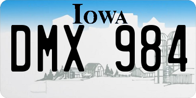 IA license plate DMX984
