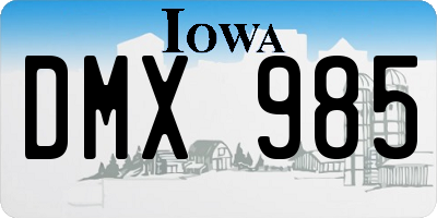 IA license plate DMX985