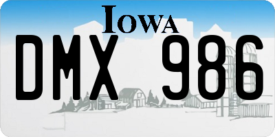 IA license plate DMX986