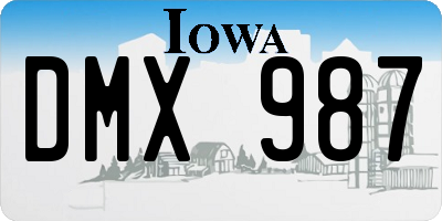 IA license plate DMX987
