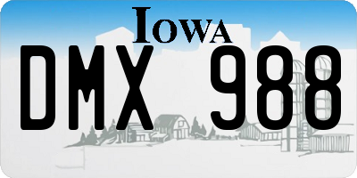 IA license plate DMX988