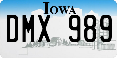 IA license plate DMX989