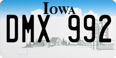 IA license plate DMX992